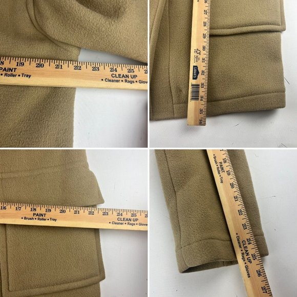 J. Crew Tan Khaki Wool Toggle Button Coat Women's Size Medium Hooded Jacket - Picture 10 of 11